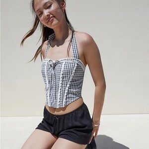 Vintage style corset gingham top